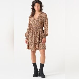 Devoted Multi-coloured Floral Tiered Cross Front Mini Dress Size Large